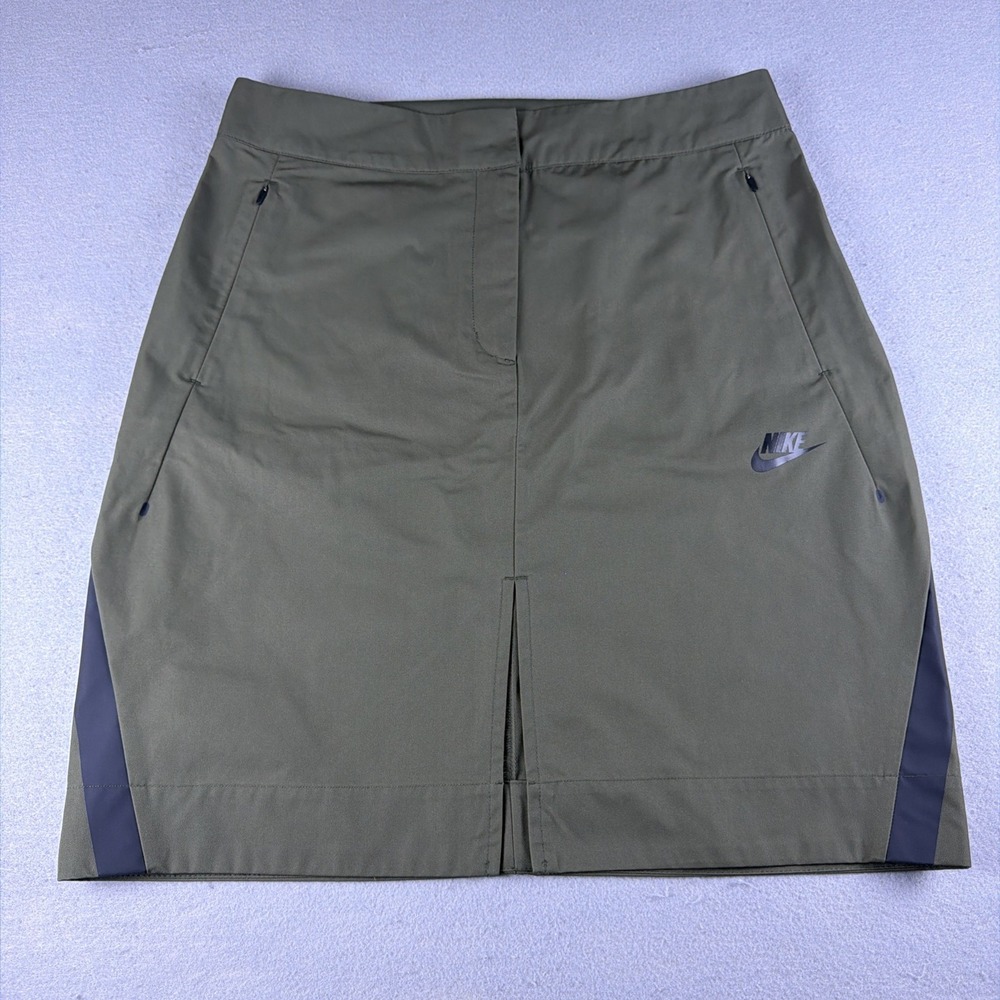 Nike Tech Bonded Skirt Womens Extra Large Olive Green Midi Knee Length Pockets